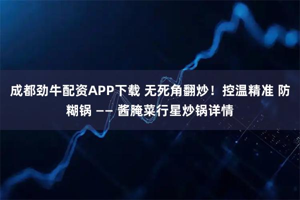 成都劲牛配资APP下载 无死角翻炒！控温精准 防糊锅 —— 酱腌菜行星炒锅详情