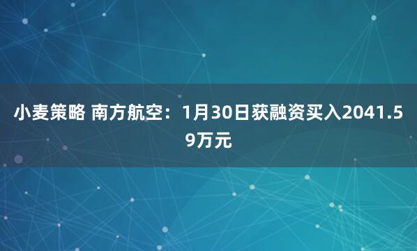 小麦策略 南方航空：1月30日获融资买入2041.59万元